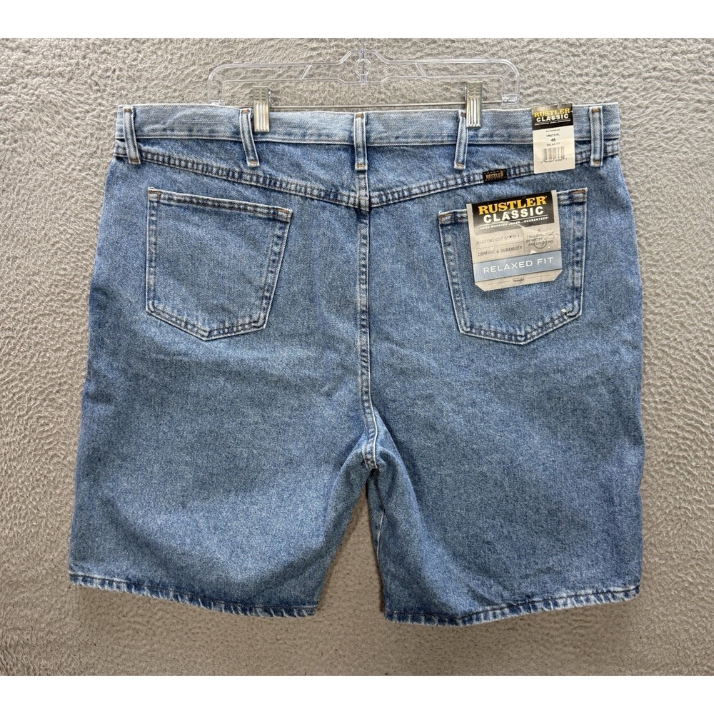 Vintage Rustler Shorts Mens 46 Blue Denim Relaxed Jorts‎ Western Workwear NEW